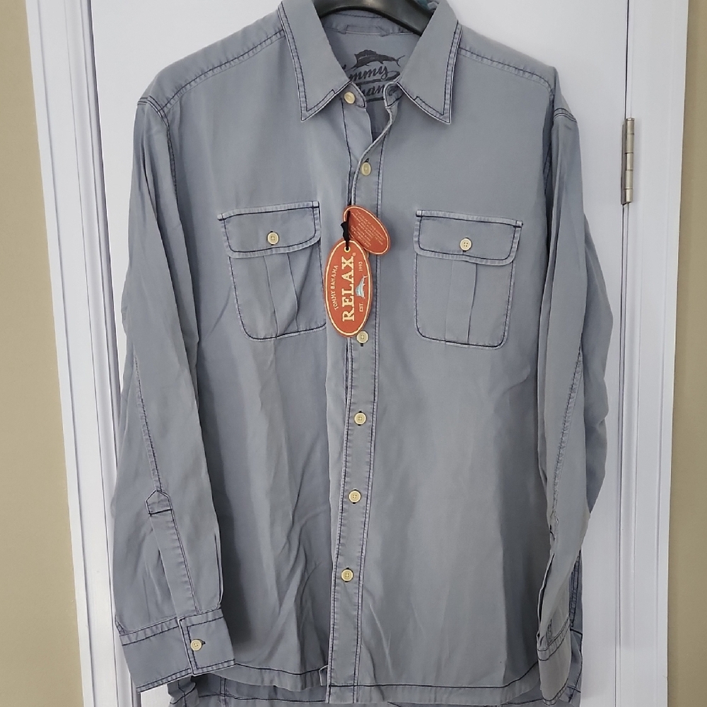 Tommy Bahama Light Blue Button Up Twill Shirt - New